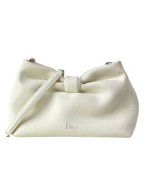 Dior Shoulder Bag Bow Small Ivory Chain Lambskin